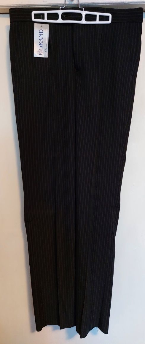Классические мужские костюмные БРЮКИ фирмы R-GRAND чёрные в полосочку