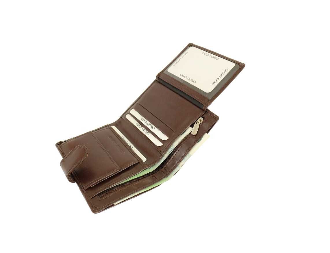 Brązowy skórzany portfel męski marki A- art skóra naturalna + pudełko