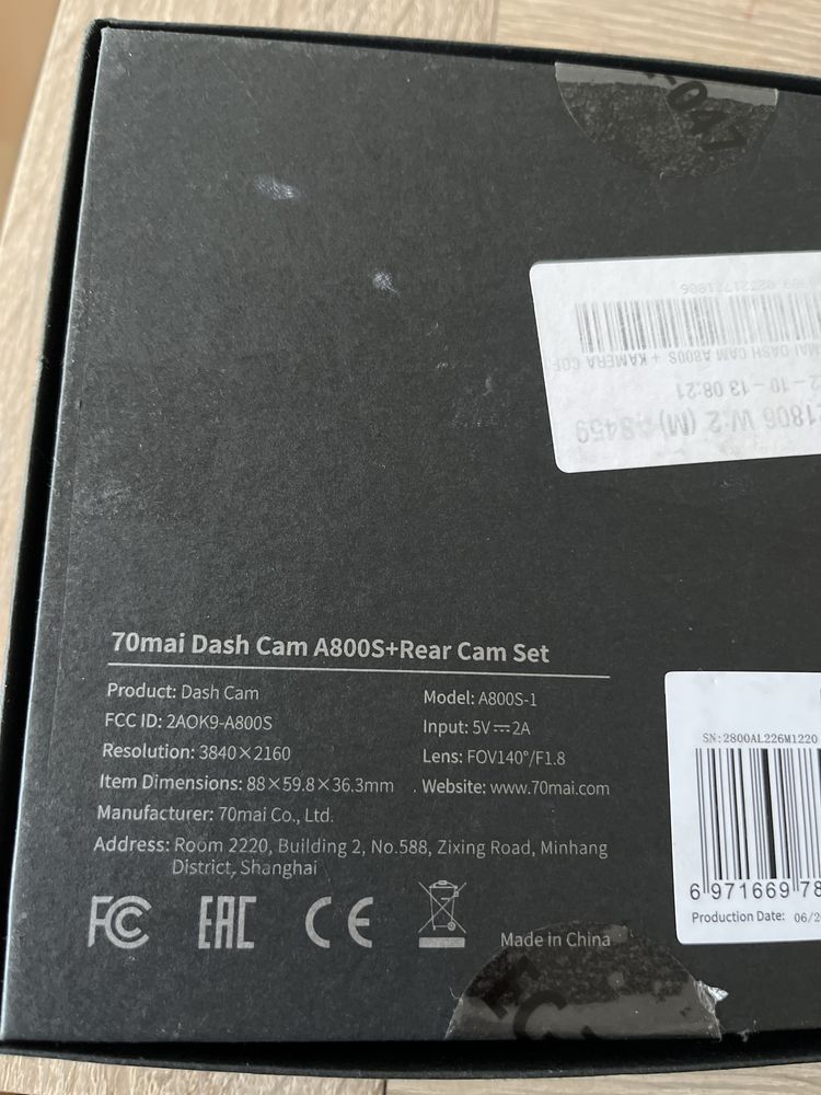 Kamera tylna do wideorejestratora 70 mai Dash Cam A800S+Rear Cam Se 4K