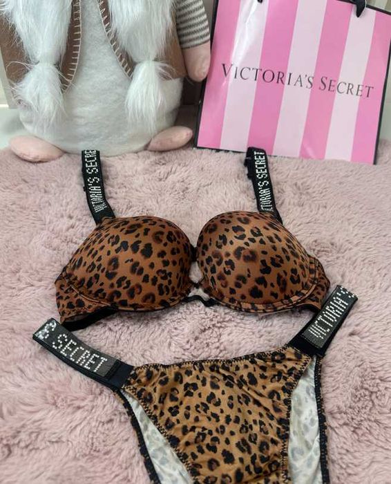 komplet Victoria's Secret M nowy z metką Torebka VS panterka