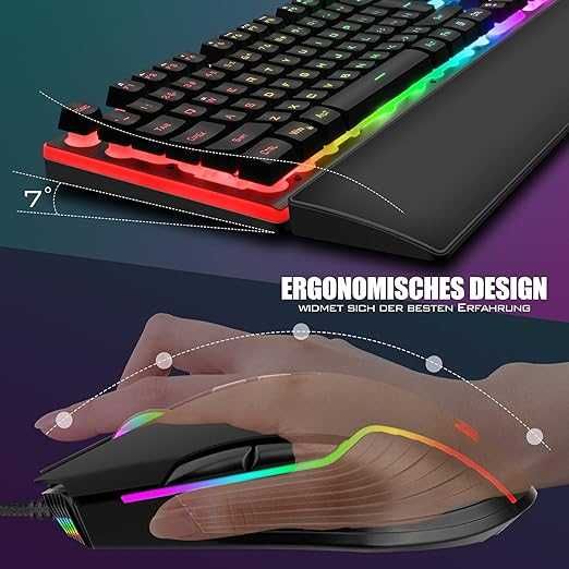 Przewodowa Klawiatura + Mysz Redthunder K10 Gaming QWERTZ