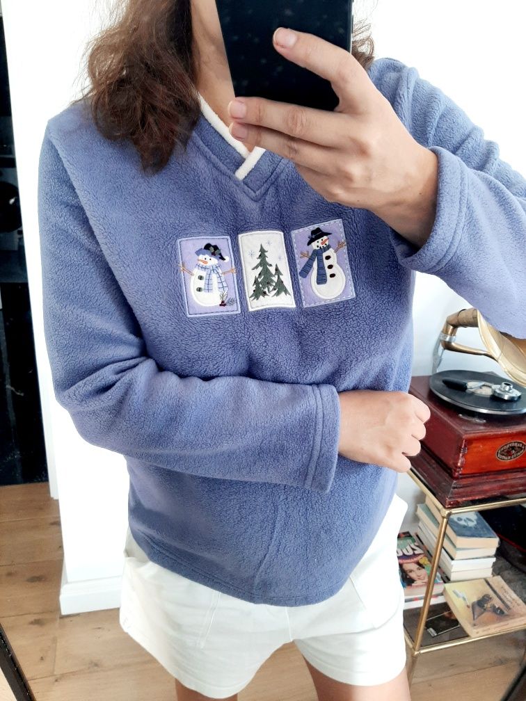 Bluza polar fioletowa ciepła sweter blouse winter autumn jesień zima M