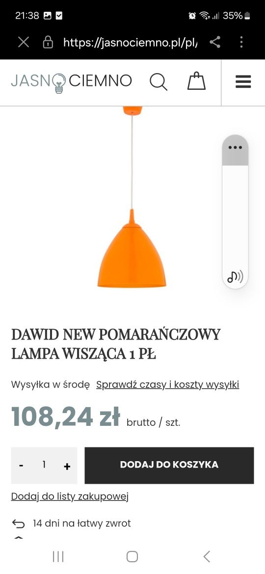 Żyrandol pomaranczowy