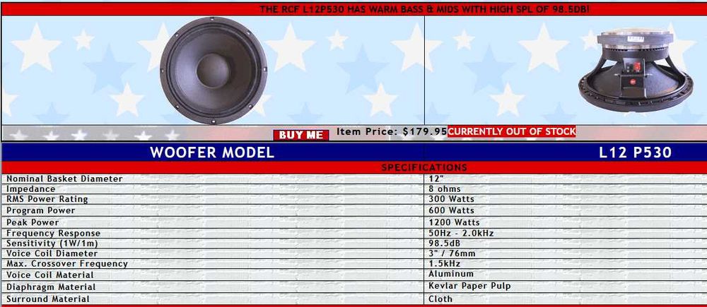 12 дюймові Динаміки RCF L12P530