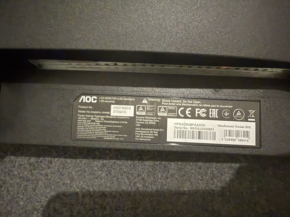 Monitor AOC AGON AG273QCG Curved