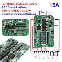 Плата BMS 6S 15A 25.5В Контроллер литиевых батарей с балансировкой