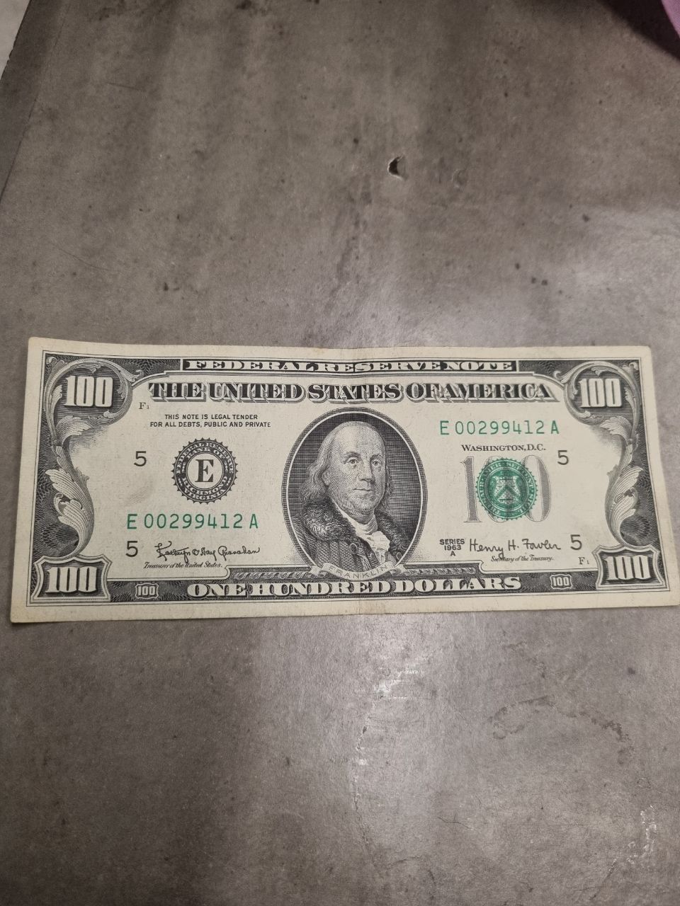 100 долларов 1963г
