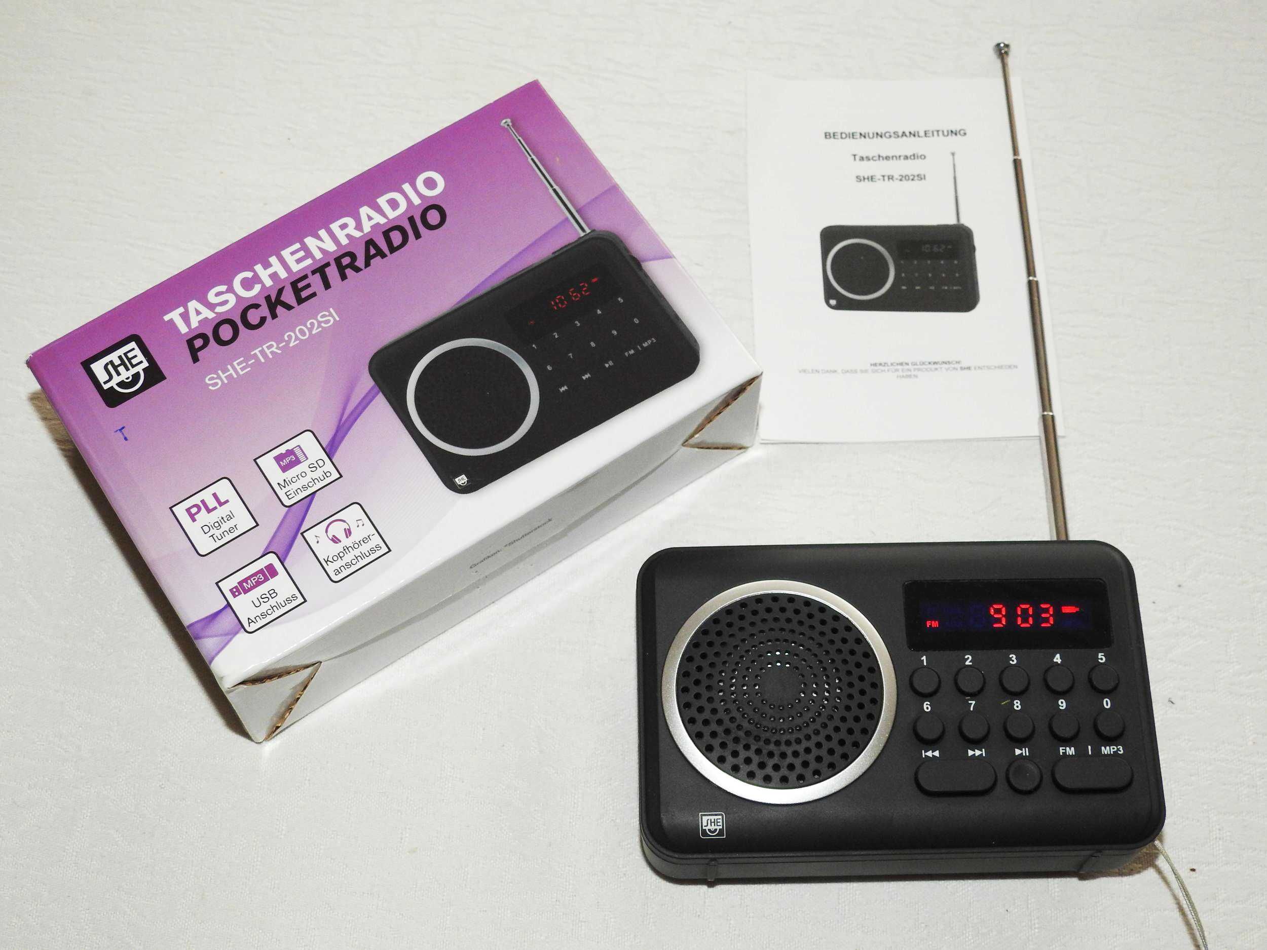 Przenośne radio kieszonkowe pocketradio FM + USB MP3 MicroSD