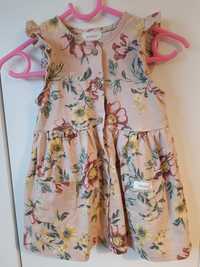 Sukienka bez rękawów w kwiaty newbie niemowlęca dla dziewczynki r.80.