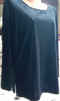 Marks & Spencer czarn bluzka tunika aksamit plusz 18 40 50 pachy 120cm