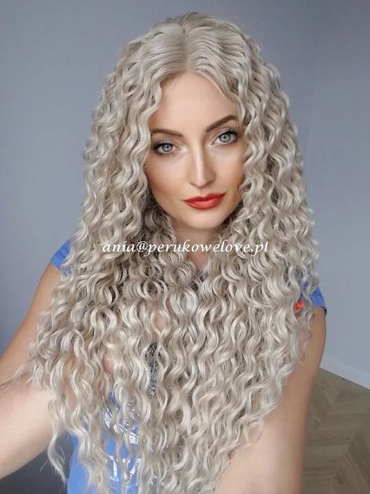 Peruka lace front jasny blond afro loki włosy jak naturalne na codzień