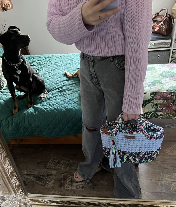 Torebka koszyk shopper szydełkowa