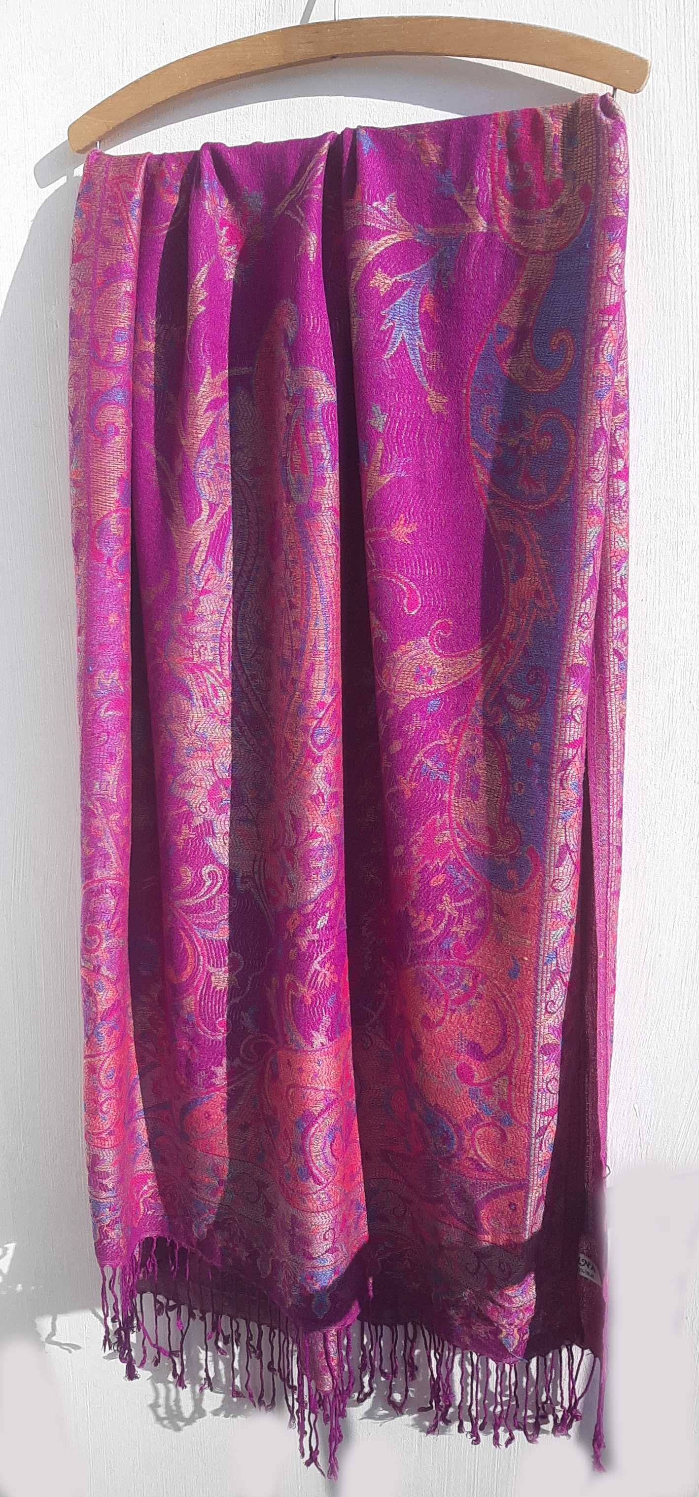 Pashmina orientalny dwustronny szal paszminowy z jedwabiem