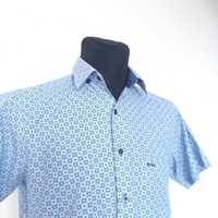 niebieska wzorzysta męska koszula Hugo Boss