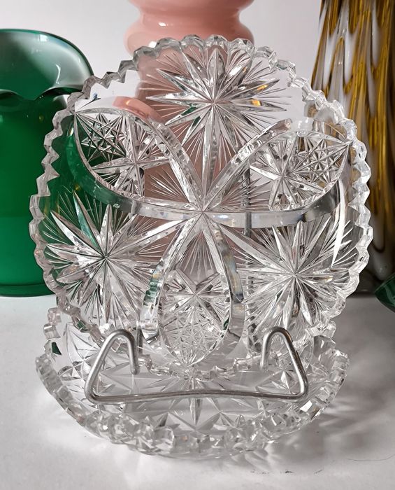 Talerzyk deserowy piękny stary kryształ+ 2 gratis