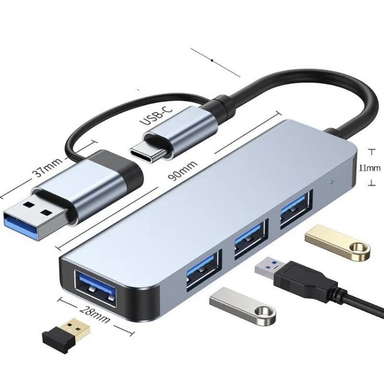 Type C adapter USB 4 в 1 хаб