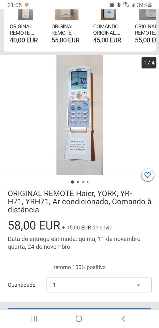 Haier Comando AC original YR-H71 ( Ótimo estado )