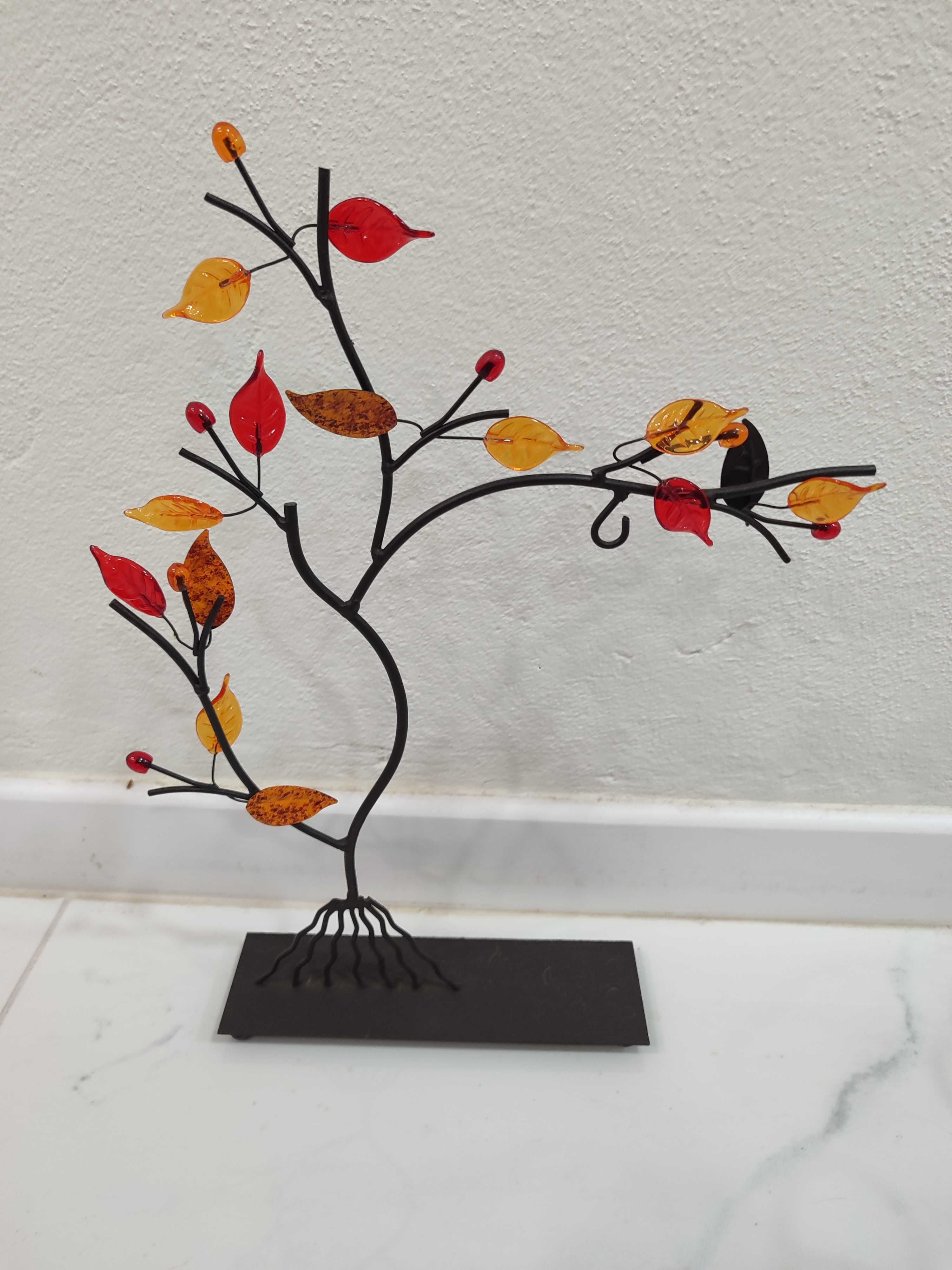 2 porta velas e 1 decorativo a condizer em metal e vidro