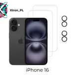 Szkło Hartowane iPhone 16 2x Ekran + 2x Aparat | 9H | Oleofobowe