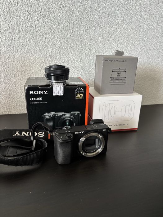 Sony a6400 + 3 objetivas + cartão de memória 256 GB