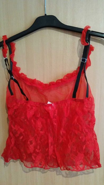 Bielizna hot, NOWA,piżama,2 części, koronka,czerwona,czarna,Walentynki