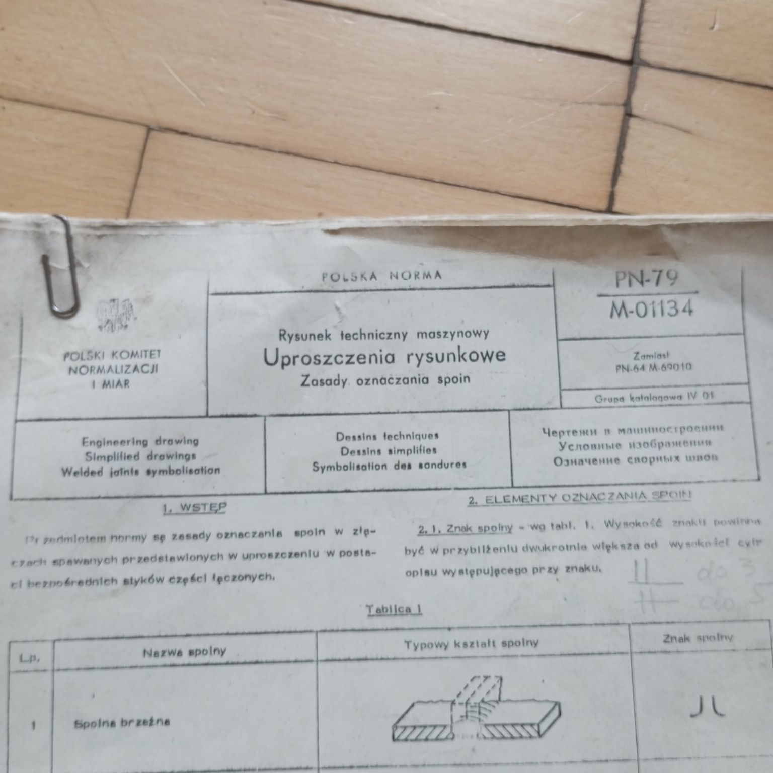 Pn-79 M-01134 rysunek techniczny maszynowy