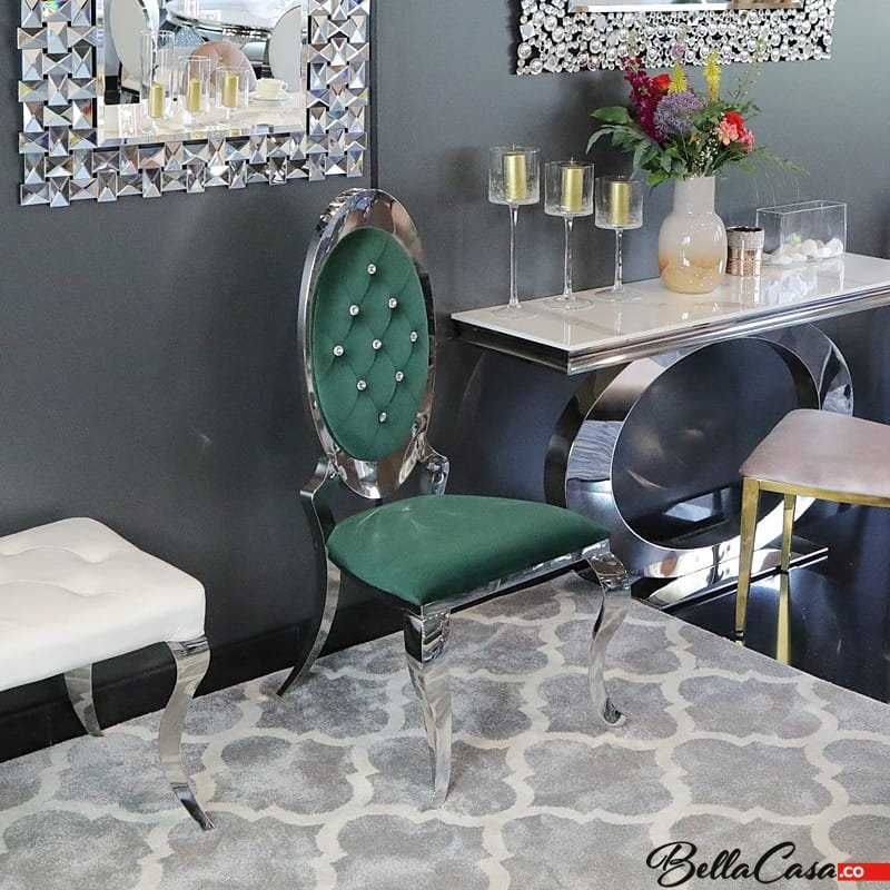 Krzesło glamour Victoria II Pikowane Tapicerowane Salon Stół