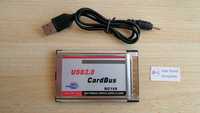 Placa adaptador PCMCIA hub 2 portas USB 2.0 CardBus 480 Mb/s