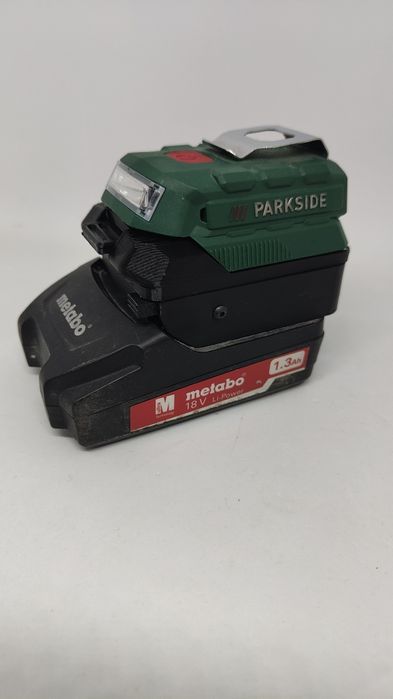 Dwa adaptery z baterii metabo na narzędzia Parkside X20V i makita LXT