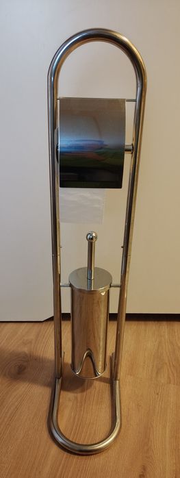 Stojak na papier toaletowy że szczotką do WC