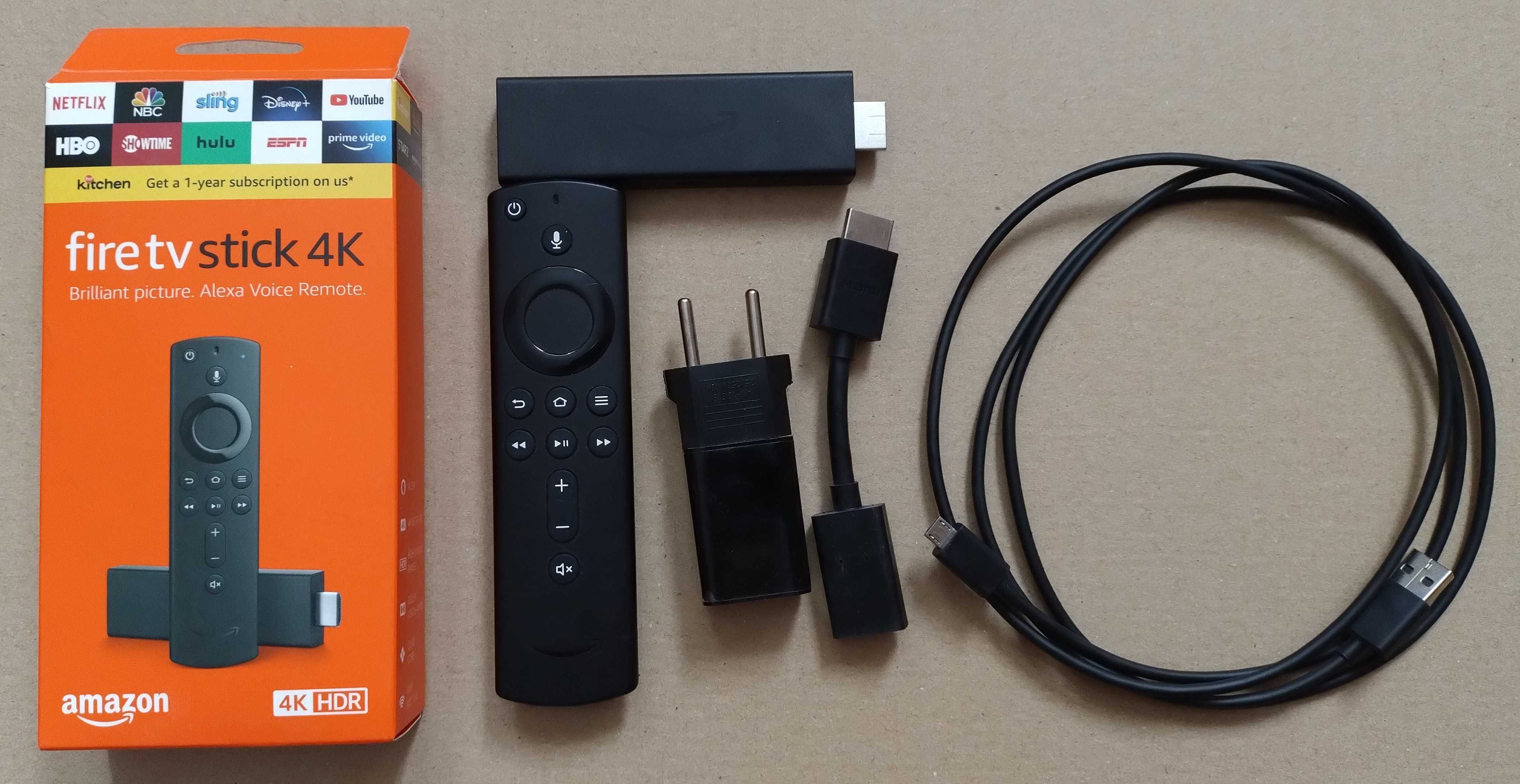 Amazon Fire TV Stick 4K wraz z oryginalnym pudełkiem i akcesoriami