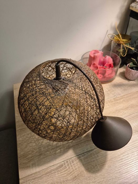 Lampa Wisząca Rustykalna Pleciona Wenge