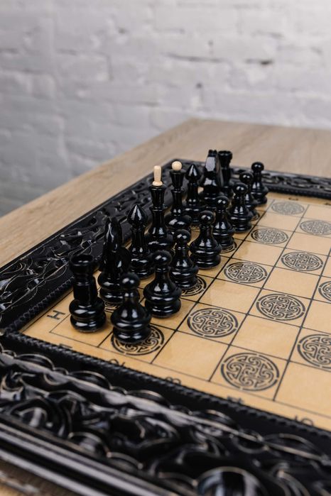Різбляні шахи з дерева ручна робота, преміум якість