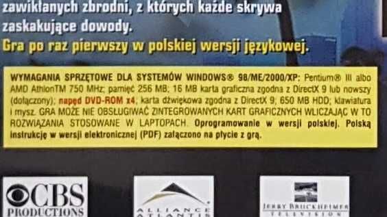 CSI: Kryminalne Zagadki Miami gra komputerowa PC DVD rom polska wersja