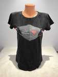 Stylowy damski T-shirt z nadrukiem i cyrkoniami