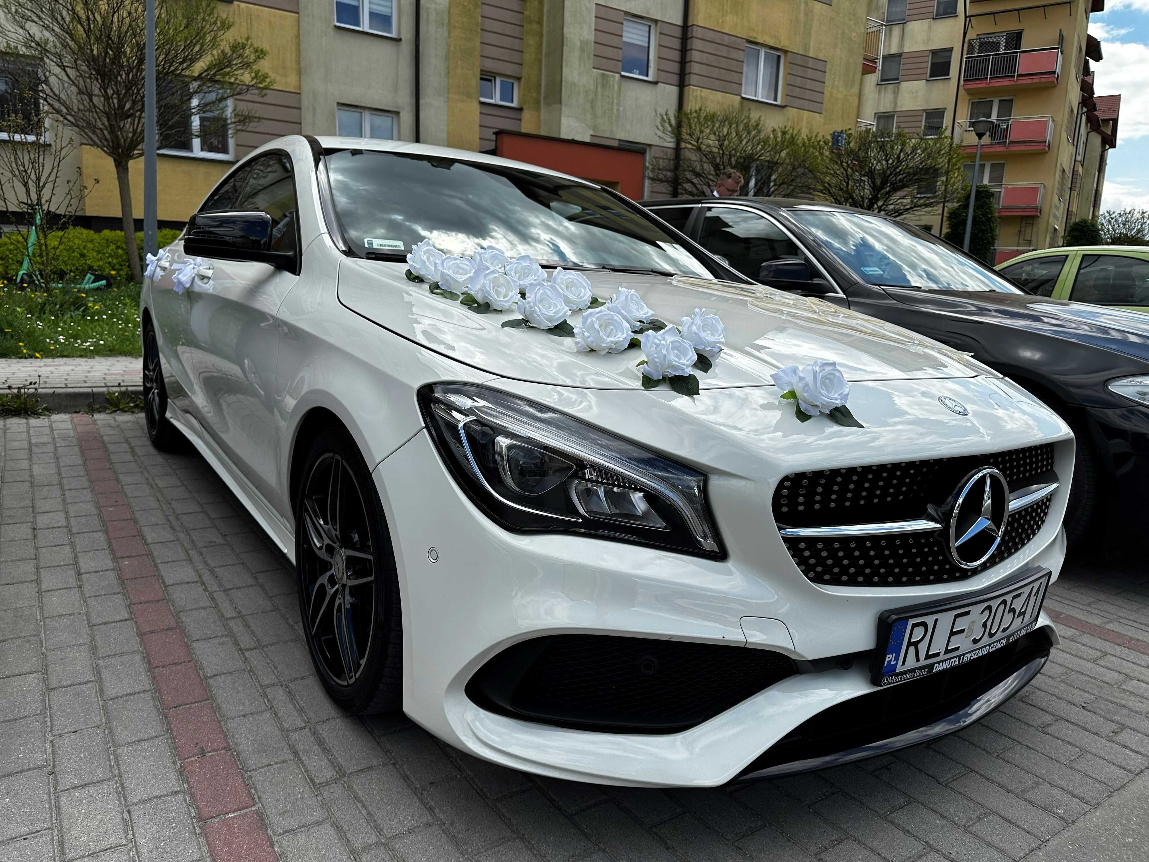 Przejazd do Ślubu, na wesele, Mercedes-Benz CLA AMG Biała perła