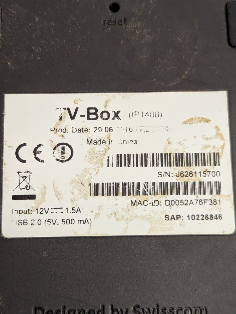 Телевизионная приставка Swisscom TV-Box UHD (IP1400)