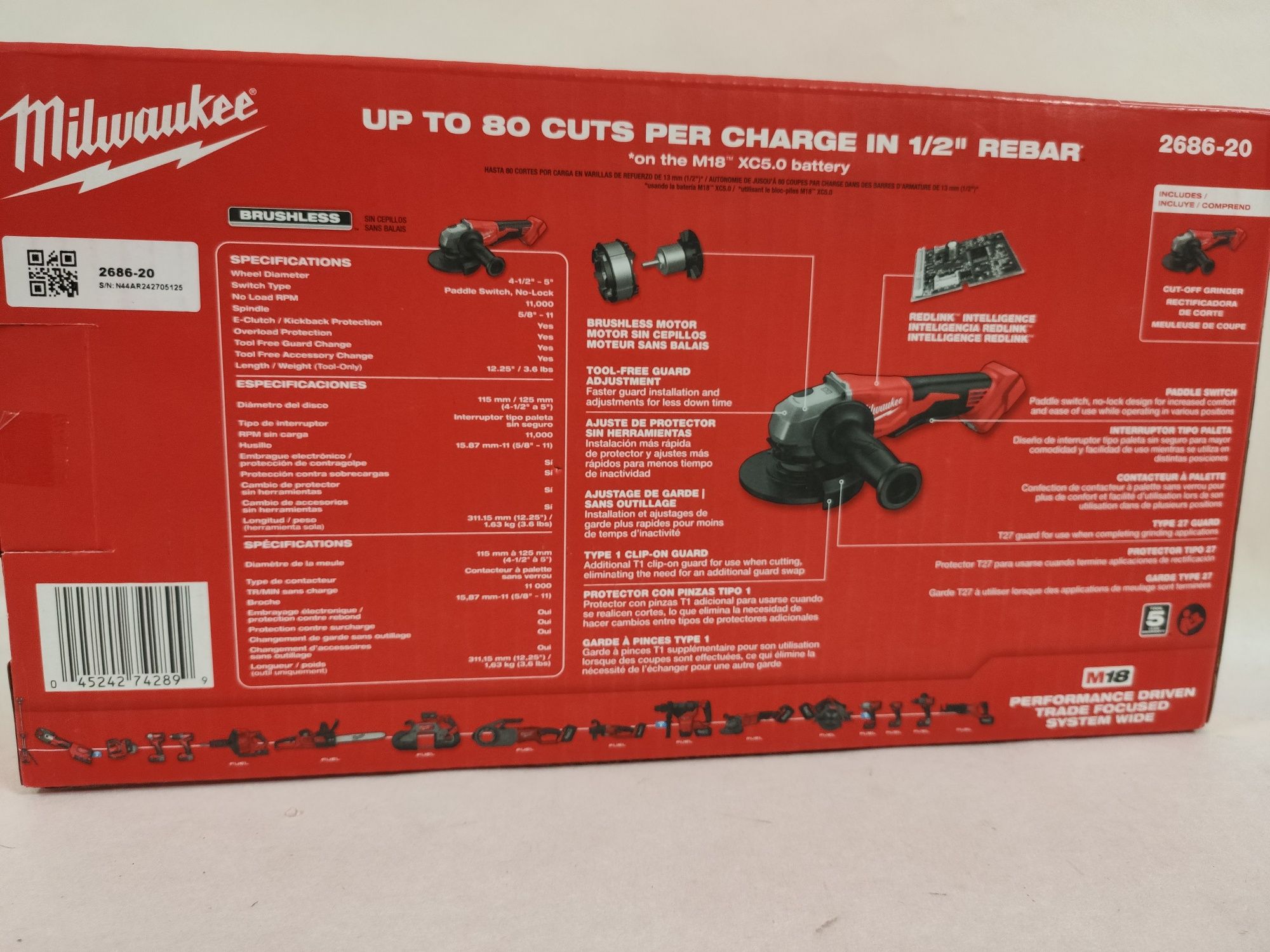 Безщіткова кутова шліфмашина Milwaukee M18™ 2686-20