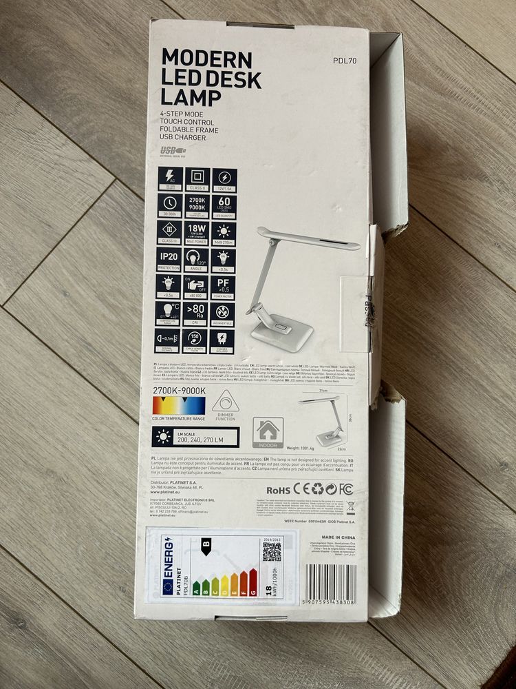 Lampa biutowa LED biała 4 tryby świecenia + wejście USB - PDL70 - nowa