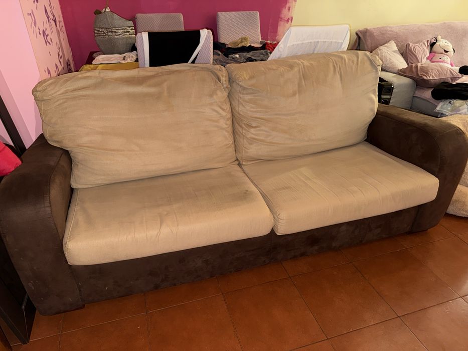 Sofa Castanho e Camel