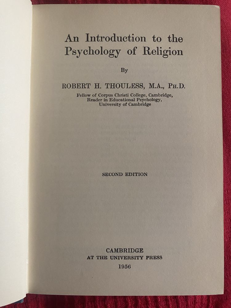 An Introduction to the Psychology of Religion, Robert Henry Thouless