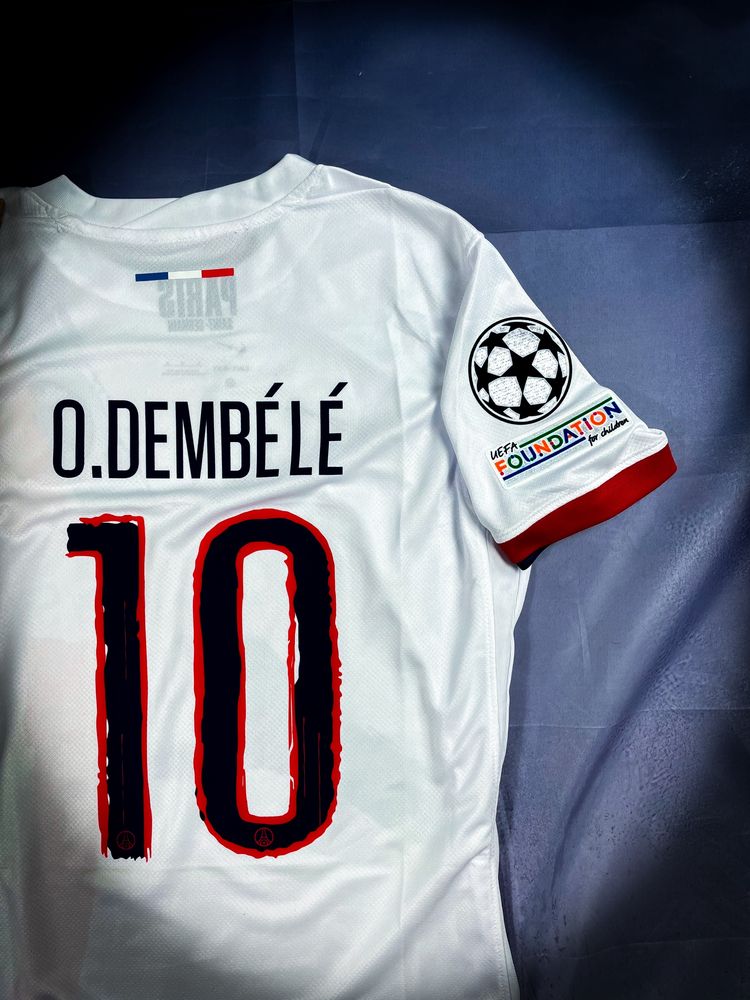Dembele PSG Champions League «Nike» Biała Męska Sportowa T-shirt / M