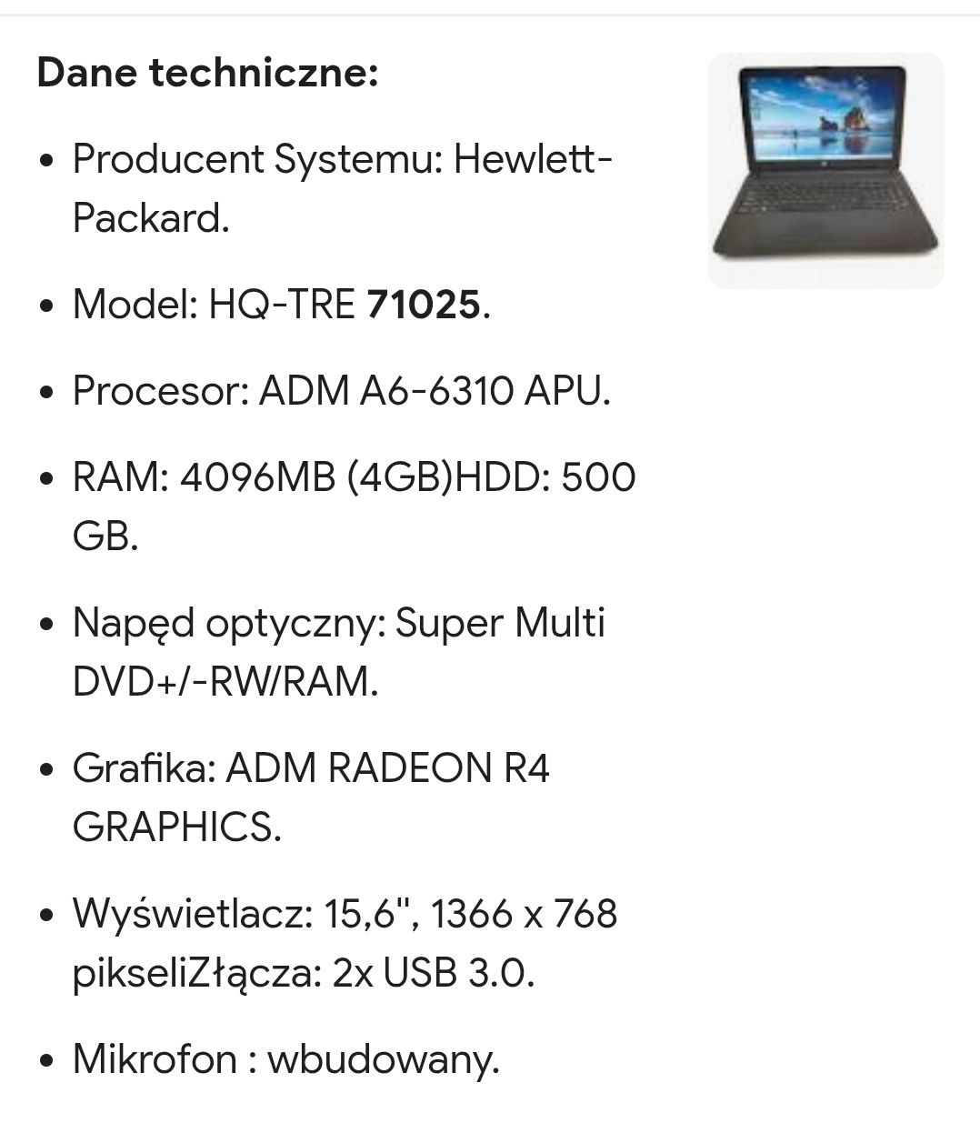 Sprzedam laptopa hp