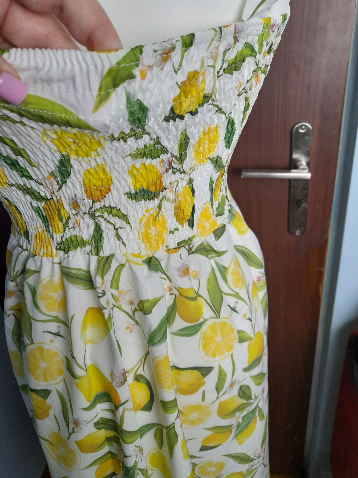 Nowa z metką biała sukienka w viralowy print cytryn New Collection uni