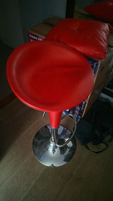 Hoker Krzesło barowe CZERWONE regulowana wysokość + gratis poduszka