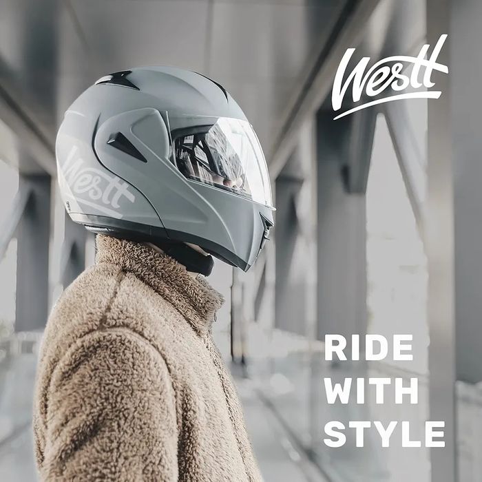 WESTT Torque X kask motocyklowy integralny flip-up ECE szary M 57-58cm