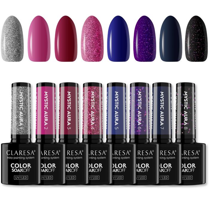 Claresa Kolekcja Mystic Aura lakier hybrydowy do paznokci 8szt.