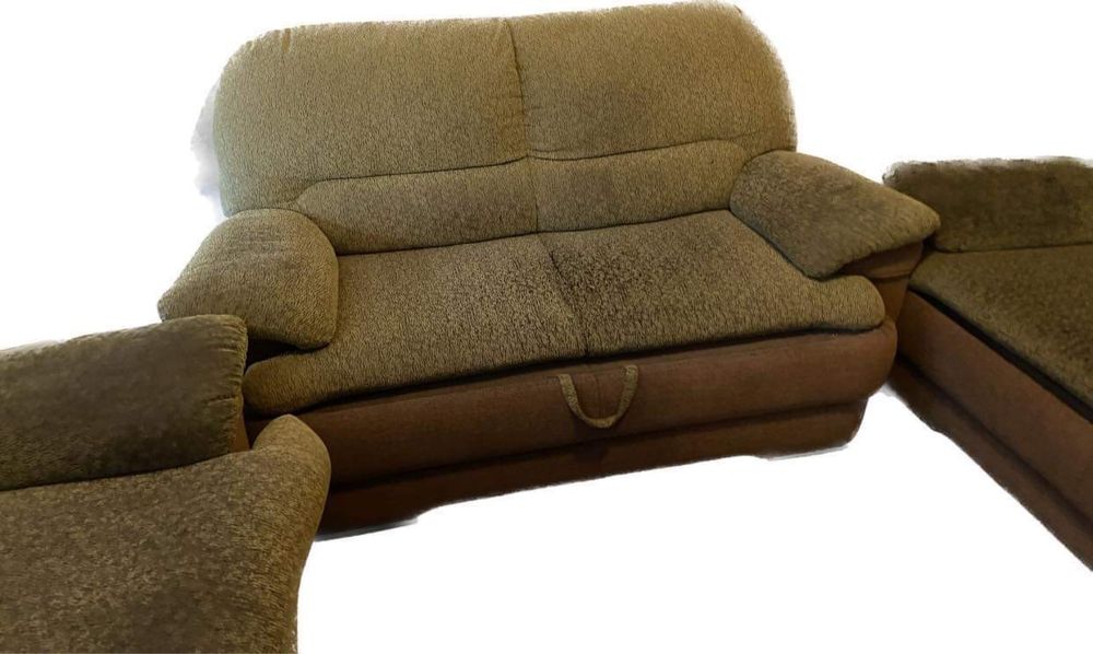 Kanapy i fotel komplet do domu sofa kanapa zielona bezowa