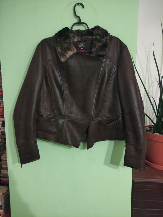 Kurtka damska skórzana z kożuchem