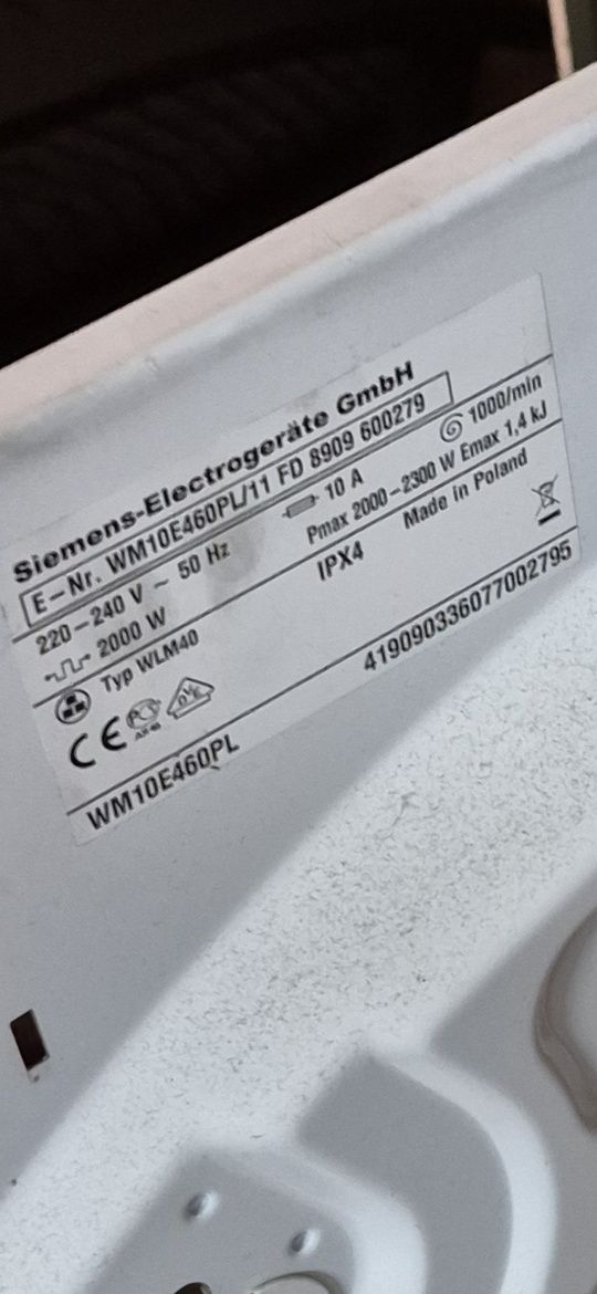Wiązka elektryczna do pralki siemens